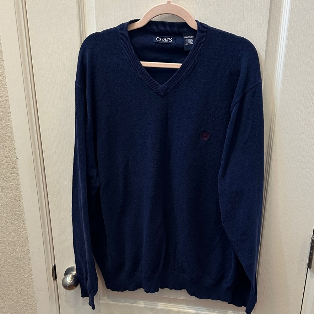 Chaps Men's Deep Blue V-Neck Sweater